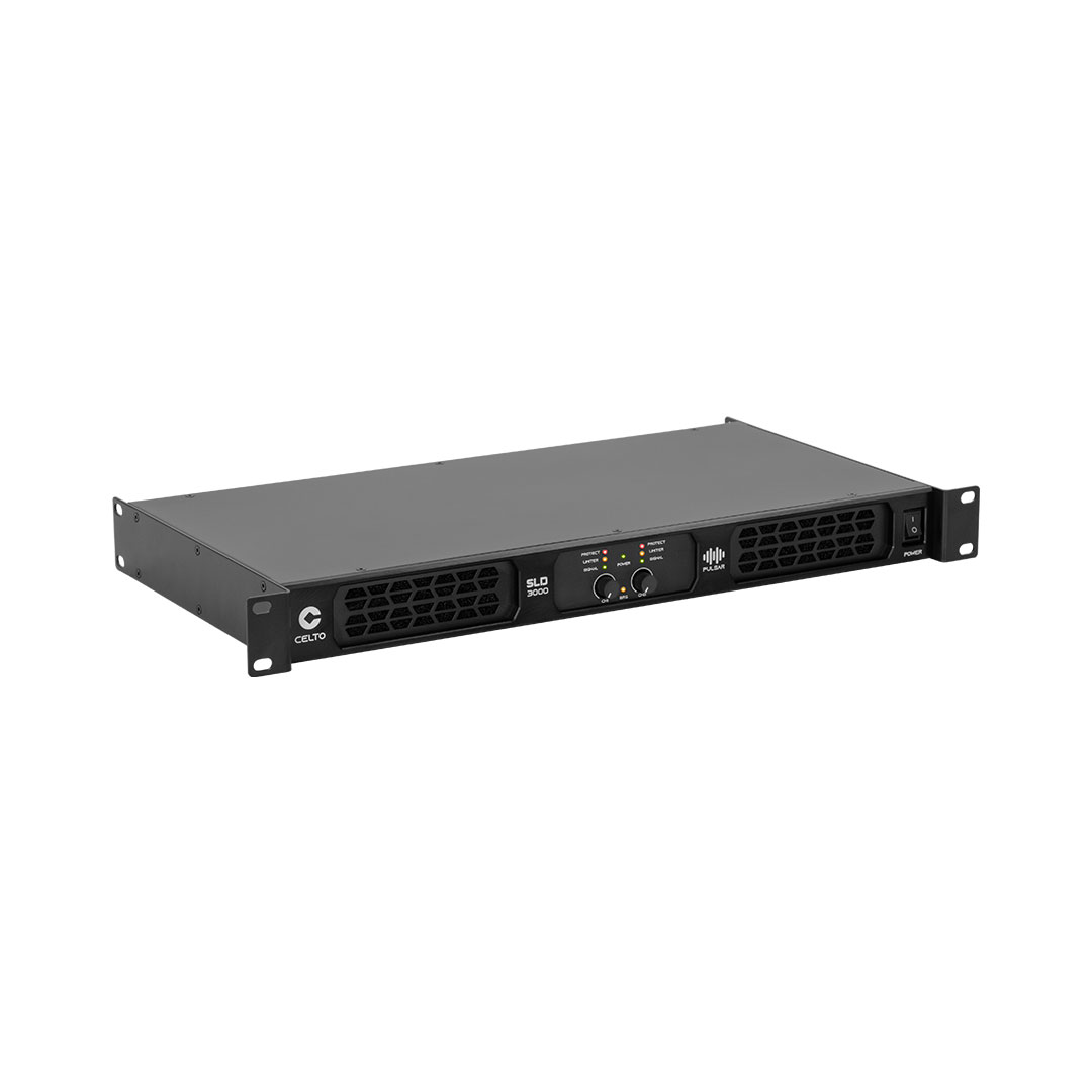 "Celto SLD3000 2x1500W Class-D amplifier front view"