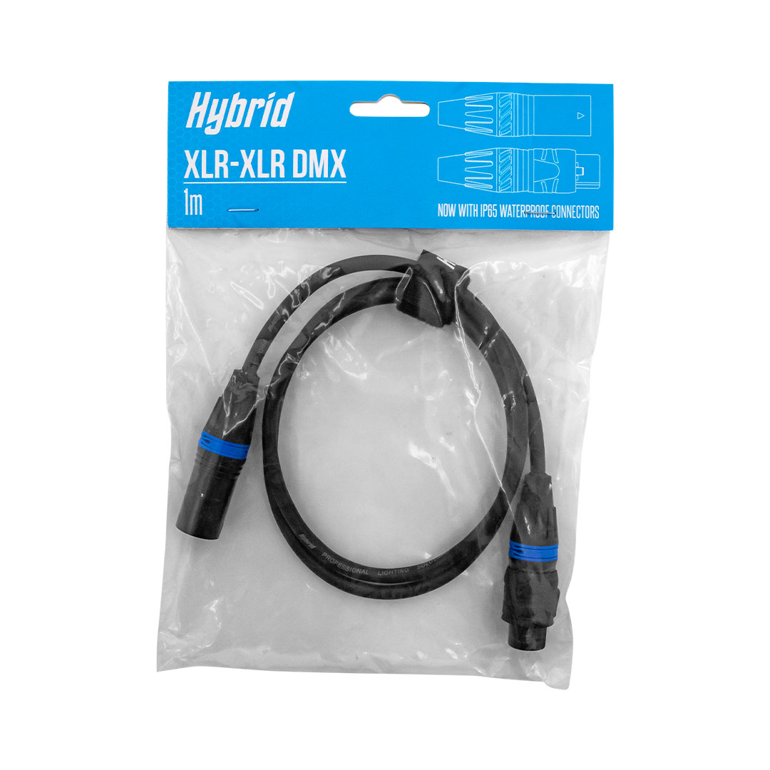 HYBRID XLR-XLR DMX 1M CABLE WITH WATERPROOF CONN