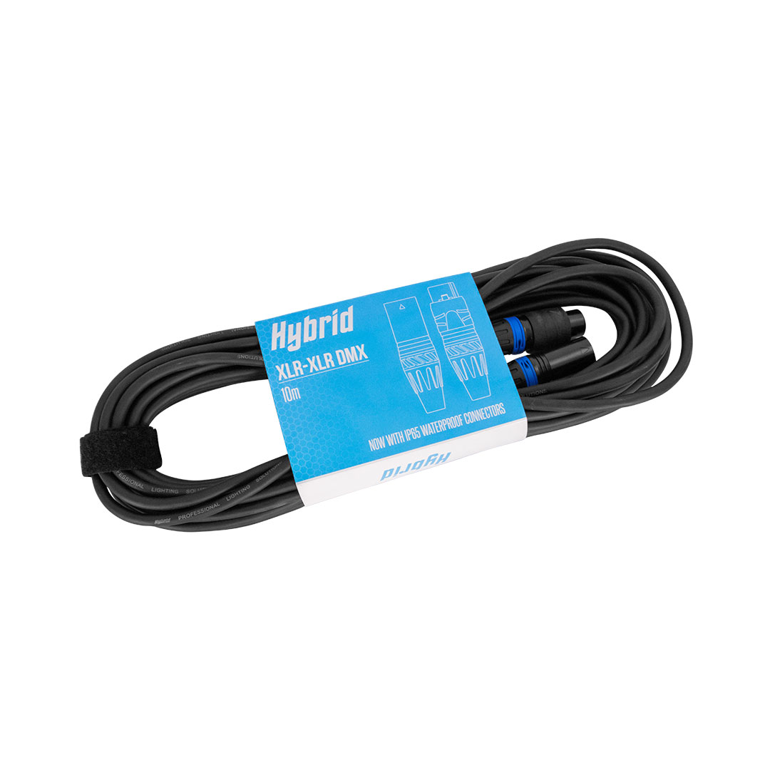 HYBRID XLR-XLR DMX 10M CABLE WITH WATERPROOF CONN